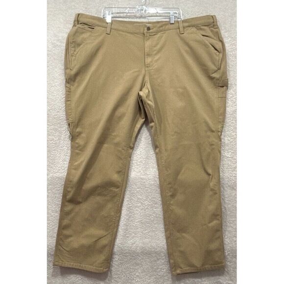 Carhartt Women Plus 26W Original Fit Crawford Carpenter Pants Tan Rugged Flex - Picture 1 of 10